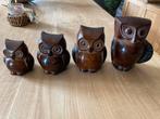 Chouettes en bronze, 4 pièces, Collections, Envoi, Comme neuf, Oiseaux, Statue ou Figurine