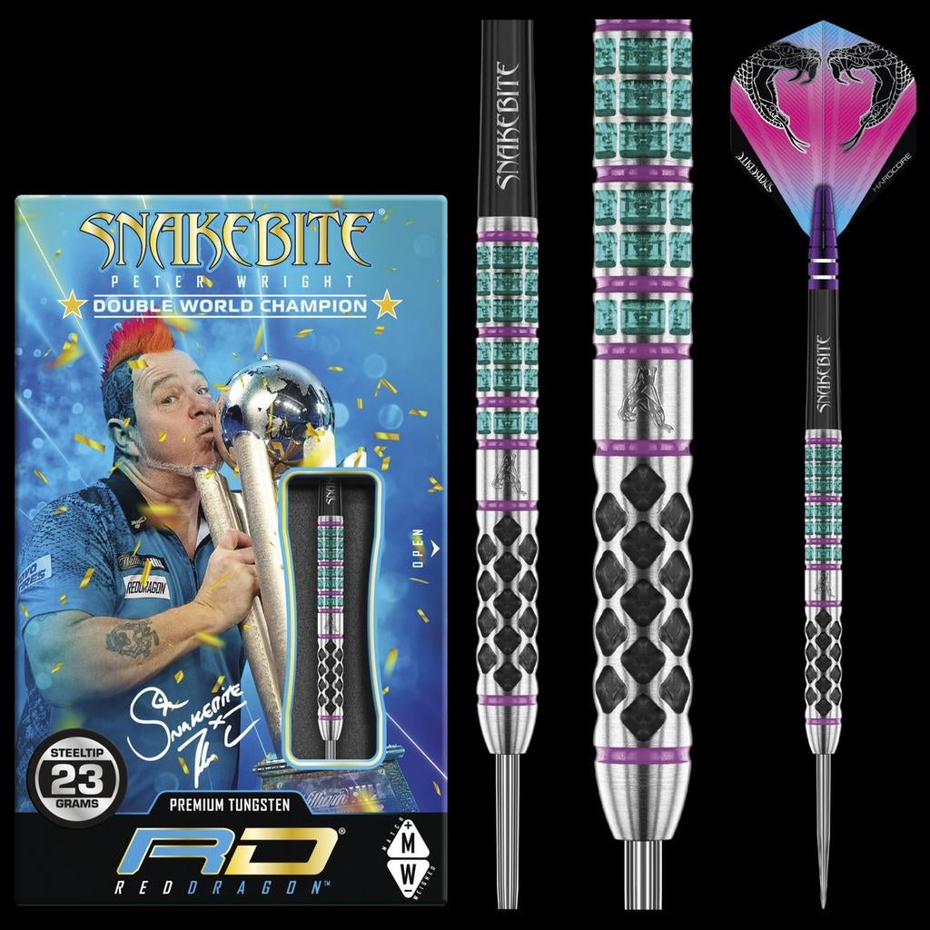 Steeltip Darts – Peter Wright Snakebite Supa-Venom 24g, Ophalen of Verzenden, Zo goed als nieuw, Pijlen