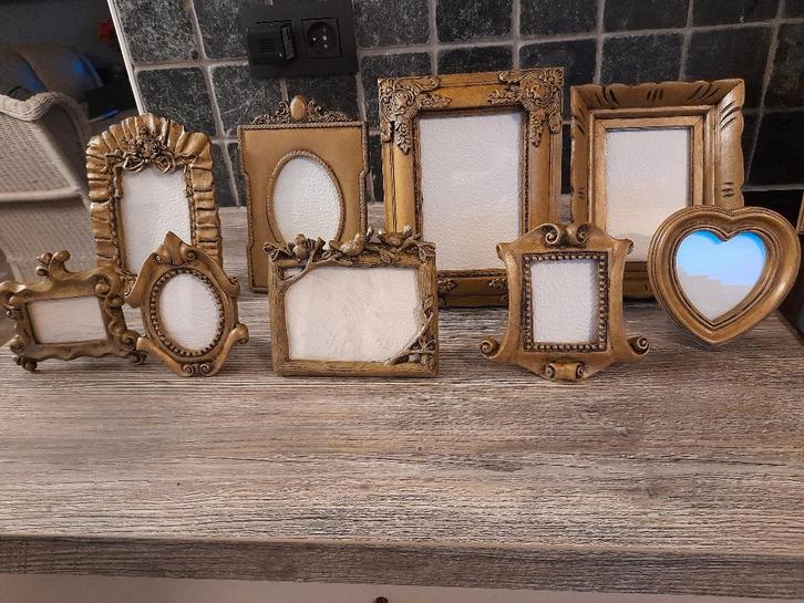 goud gepatineerde fotokaders, TV, Hi-fi & Vidéo, Photo | Cadres photo, Utilisé, Enlèvement ou Envoi