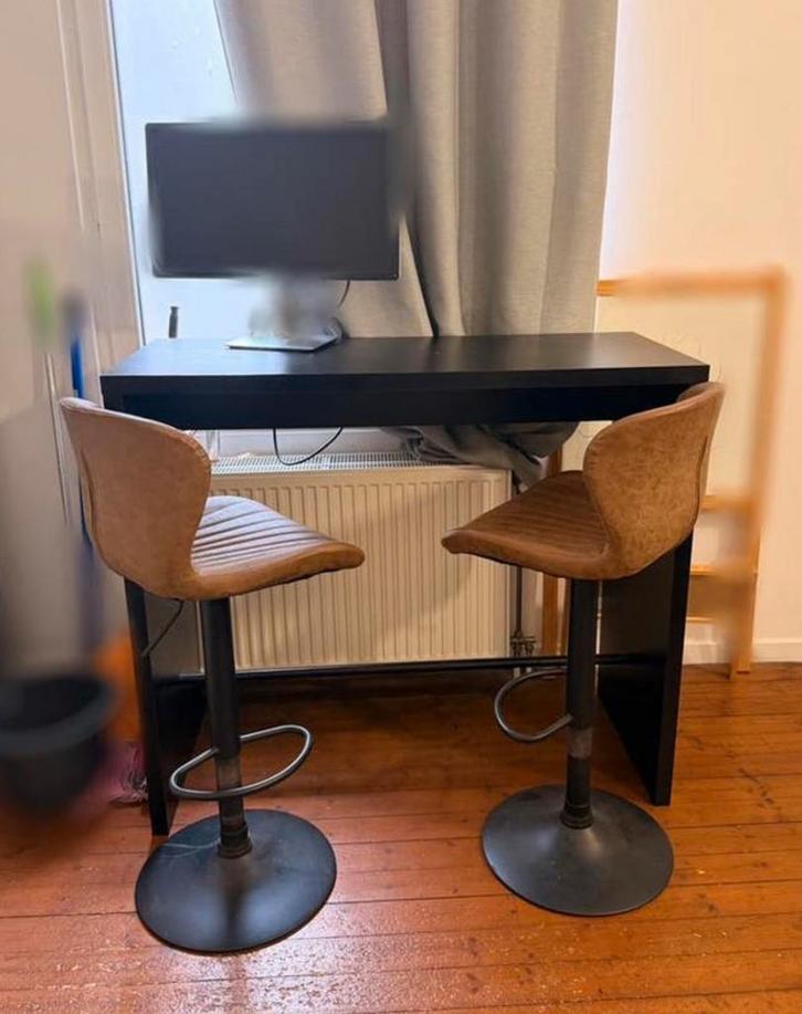 Table de bar avec 2 tabourets — ensemble moderne, Maison & Meubles, Tables | Tables mange-debout, Comme neuf, Enlèvement