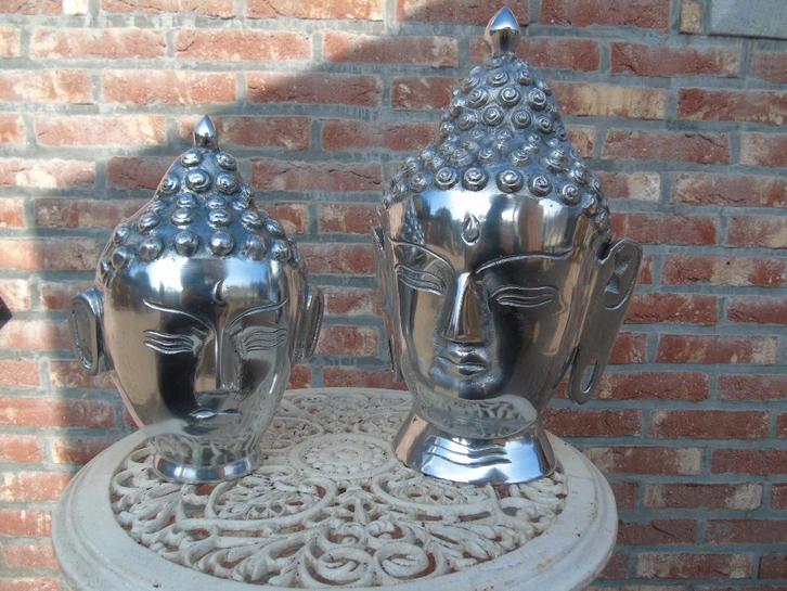 bouddha tête , statue en fonte patinée lot de deux !, Maison & Meubles, Accessoires pour la Maison | Statues de Bouddha, Comme neuf