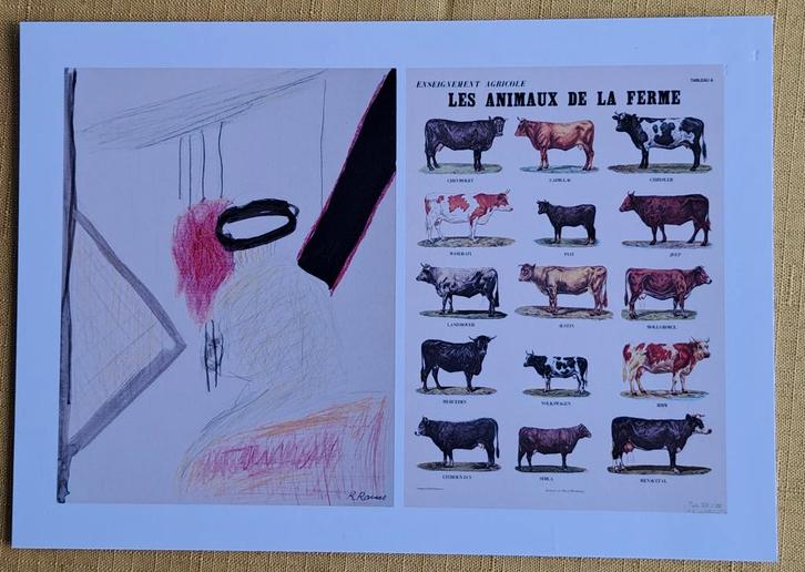 Roger Raveel-Marcel Broodthaers "Rebus op wit" 2026 +Dialoog, Antiek en Kunst, Kunst | Schilderijen | Modern, Ophalen of Verzenden