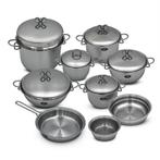 16-delige Italiaanse pannenset - 18/10 ROESTVRIJ STAAL, Inox, Nieuw, Pannenset, Ophalen of Verzenden