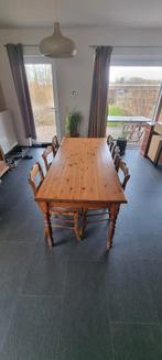 Tafel en stoelen, Huis en Inrichting, Tafels | Eettafels, Gebruikt, Rustique / campagne, Grenenhout, Vijf personen of meer