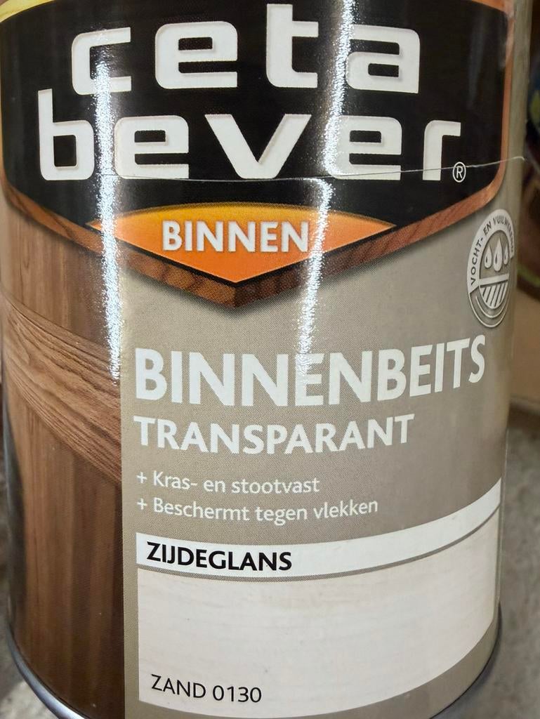 Cetabever transparante zandkleurige beits 0,75liter, Ophalen of Verzenden, Nieuw, Hout, Transparant