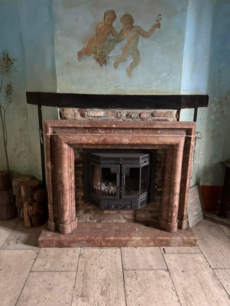 Cheminées en Marbre belge rouge royal du 19ème, Enlèvement, Comme neuf