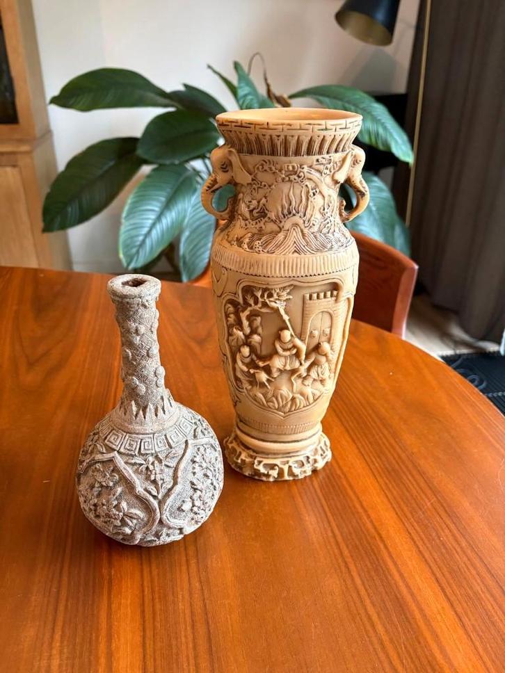 Set van 2 Prachtige Oude Chinese Vazen, Antiek en Kunst, Antiek | Vazen, Ophalen of Verzenden