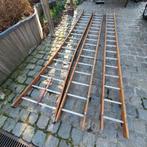ladder met aluminium sporten 3x17 ; 3x4m ; afhalen in Gavere, Doe-het-zelf en Bouw, Ladders en Trappen, Ophalen, Gebruikt, Ladder