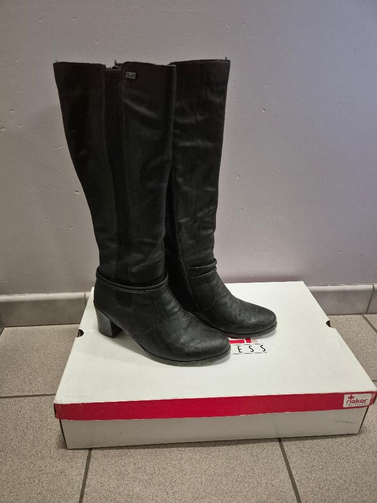 Rieker hoge laarzen zwart leer maat 39, Ophalen, Hoge laarzen, Zwart, Zo goed als nieuw