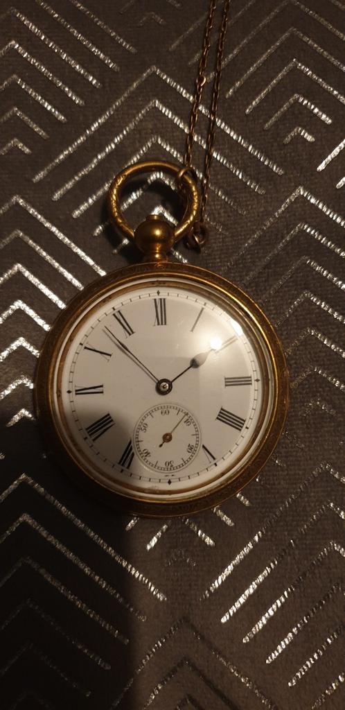 Groot mooi zakuurwerk montiglier franse zakuurwerk met sleut, Overige merken, Overige materialen, Zakhorloge, Ophalen of Verzenden