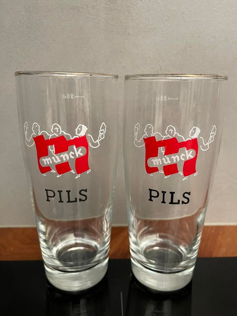 Munck Pils glazen, Ophalen of Verzenden, Gebruikt, Glas of Glazen, Overige merken