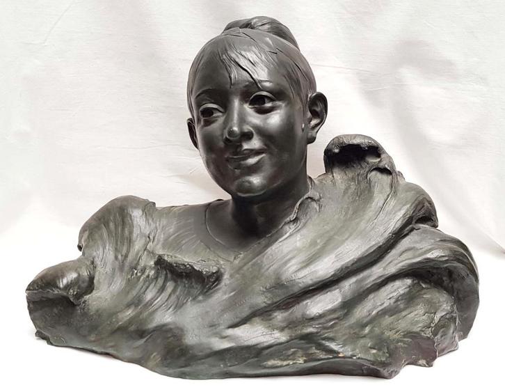 Buste Art Nouveau - Joseph François Belin., Antiquités & Art, Art | Sculptures & Bois, Enlèvement ou Envoi