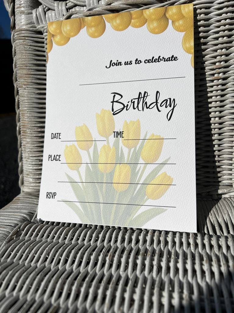 Gepersonaliseerde A5-verjaardagsuitnodigingen — 300 g papier, Diversen, Cadeaupapier, Ophalen of Verzenden