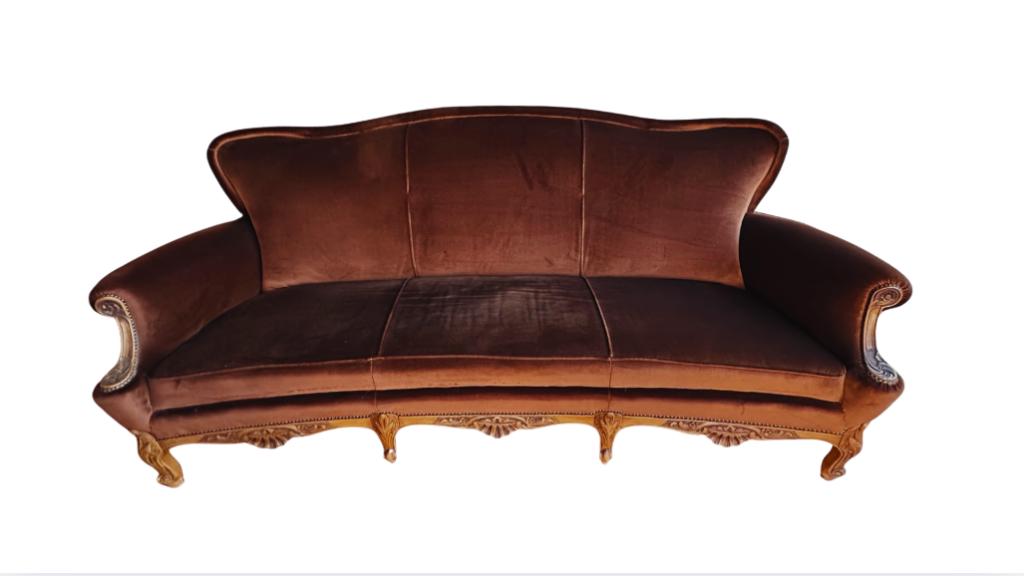 Antieke fluwelen canapé Louis XV / rococo geïnspireerd, Antiquités & Art, Enlèvement