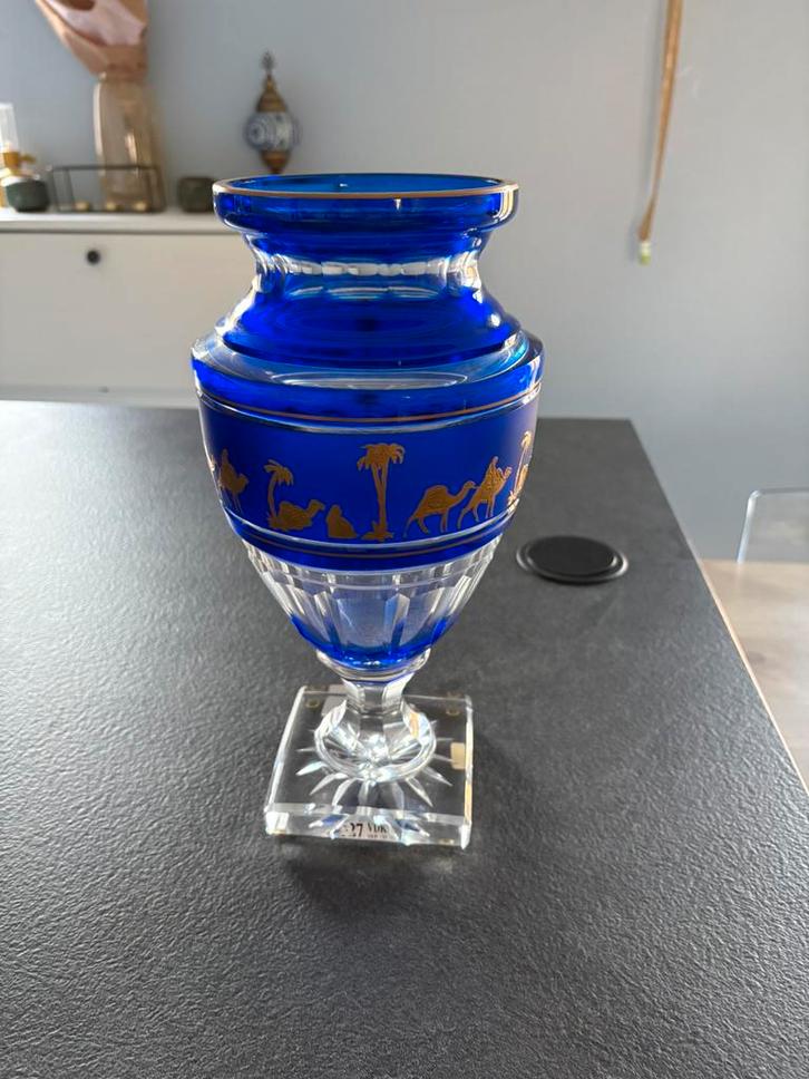 Vase Val Saint Lambert Jupiter Ledru cobalt signé, Antiquités & Art, Antiquités | Vases, Enlèvement ou Envoi