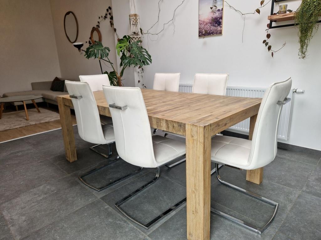Table à manger bois massif / style contemporain / 6 places, Ophalen