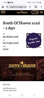 2 tickets weekend South of heaven ., Tickets en Kaartjes