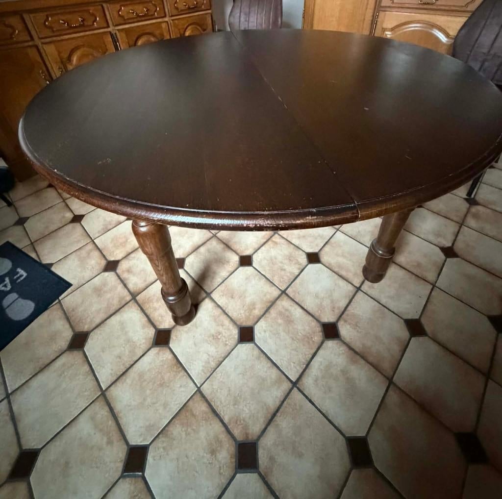 Table ronde en chêne, 100 à 150 cm, Quatre personnes, Rond, 100 à 150 cm