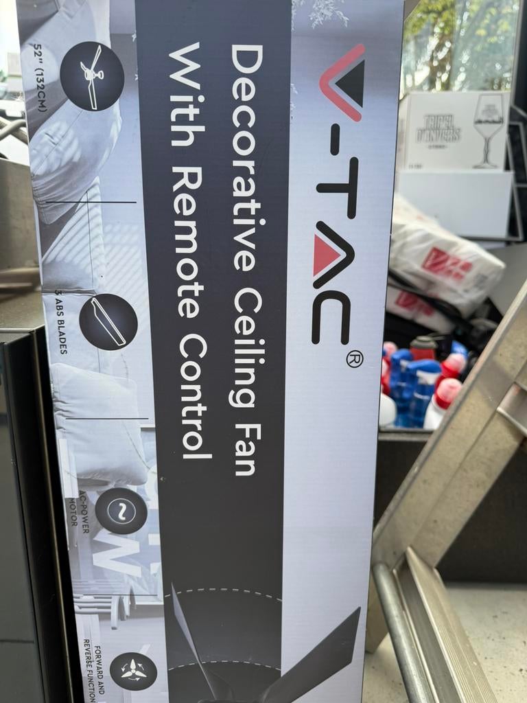 Plafondventilator V-TAC VT-6552-3 met afstandsbediening, Electroménager, Ventilateurs, Neuf, Ventilateur de plafond, Ventilateur avec télécommande