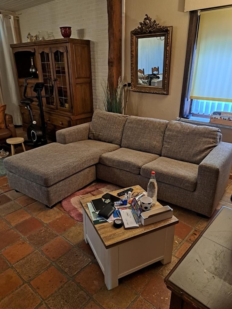 Canapé d'angle brun-beige, Maison & Meubles, Enlèvement, Comme neuf, Synthétique, Modern