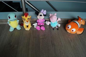 knuffels van pokemon, lion king, peppa big, nemo, minnie mou beschikbaar voor biedingen
