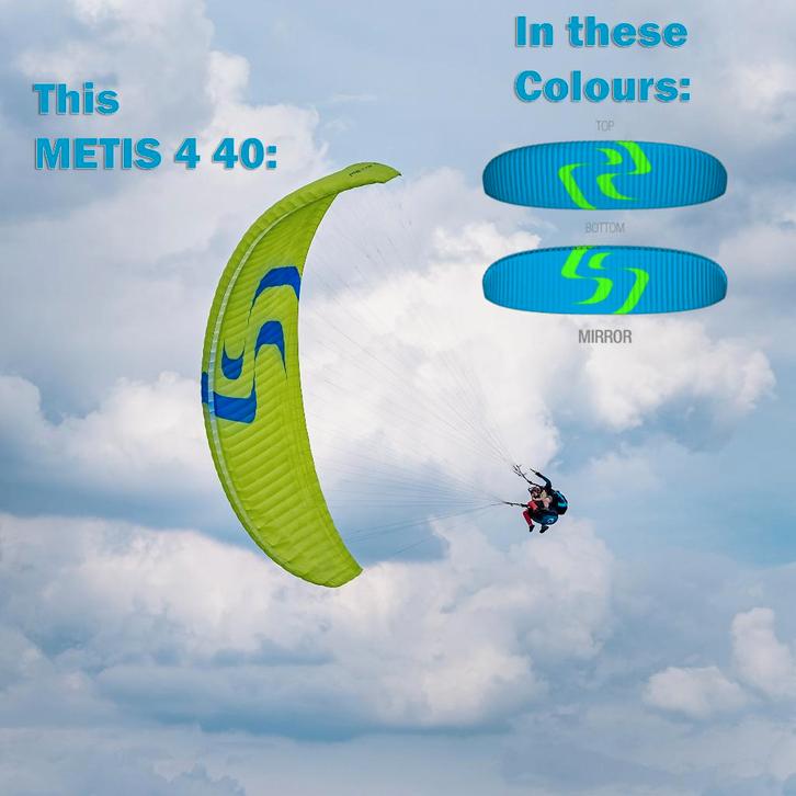 Tandem paraglider Metis 4 40 - Gloednieuw - € 2.200 vast, Sport en Fitness, Zweefvliegen en Paragliding, Nieuw, Scherm, Ophalen of Verzenden