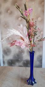 Blauwe smalle vaas, Ophalen, Blauw, Minder dan 50 cm, Glas