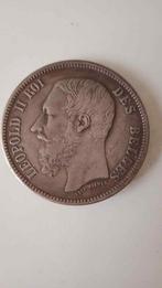 5e Léopold 2 1865, Timbres & Monnaies, Monnaies | Belgique, Enlèvement ou Envoi, Autre, Monnaie en vrac, Argent