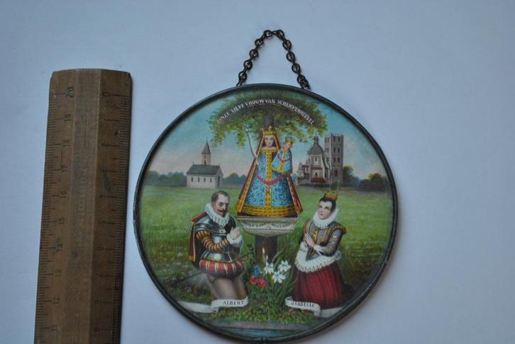 Ancien petit cadre OLV ONZE LIEVE VROUW VAN SCHERPENHEUVEL, Antiek en Kunst, Antiek | Religieuze voorwerpen, Ophalen of Verzenden