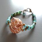 Indiaanse damesarmband met turquoise schelpen ringen, Overige materialen, Met edelsteen, Blauw, Nieuw