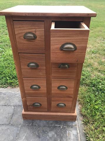 Armoire à pharmacie en teck 8 tiroirs 1m10, Teck, Enlèvement ou Envoi, Comme neuf, 50 à 100 cm