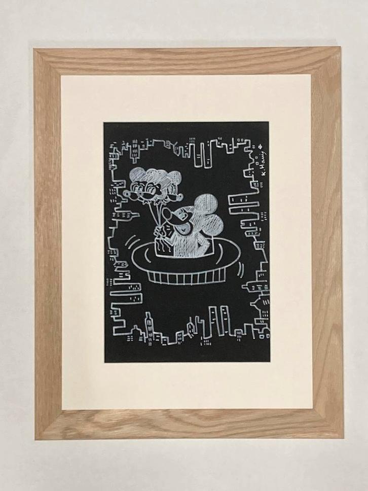 Keith Haring: tekening met premium frame, Antiek en Kunst, Kunst | Designobjecten, Ophalen of Verzenden
