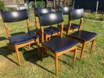 Vintage stoelen mid-century Scandinavisch, teakhout?, Gebruikt, Zwart, Scandinavisch, Vijf, Zes of meer stoelen