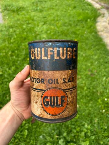 Bidon d’huile olieblik oil can vintage Gulf Gulflube beschikbaar voor biedingen