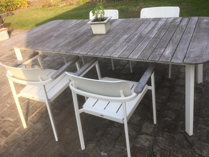 Tuinset 8 stoelen, Tuin en Terras, Tuinsets en Loungesets, Zo goed als nieuw, Tuinset, Aluminium, Ophalen