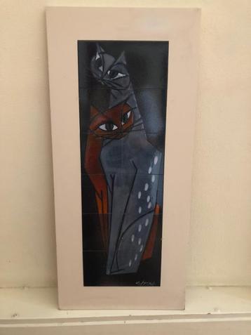 Italiaans vinted mid-century tegeltableau Capra beschikbaar voor biedingen