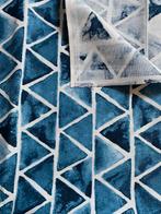 Blauwe driehoek patroon dikke katoen gordijn stof, Bleu, Enlèvement ou Envoi, Coton, 120 cm ou plus