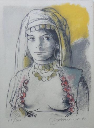 JAN VANRIET / OOSTERSE VROUW / KLEURLITHO / 41x31cm / KADER beschikbaar voor biedingen