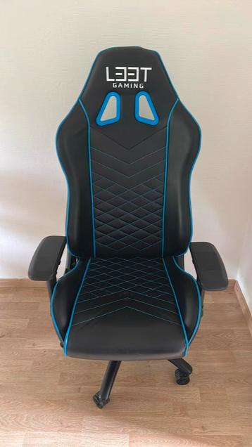 Leren gaming stoel zwart blauw, Huis en Inrichting, Bureaustoelen, Ophalen, Zo goed als nieuw