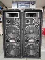 2 haut-parleurs XXL POWER SOUND 300W 8 OHMS avec amplificate, Comme neuf, Enlèvement ou Envoi