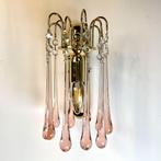 Set roze muranoglas teardop wandlampjes, Ophalen of Verzenden, Zo goed als nieuw, Glas, Vintage