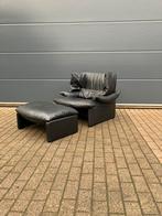 Cassina Portovenere 1zit+poef origineel zwart leder Topstaat, Ophalen of Verzenden, Leer, Sede b&b italia artifort vitra knoll togo ligne roset flos edra