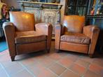 Couple de véritables fauteuil club vintage restaurés cuir d', Enlèvement