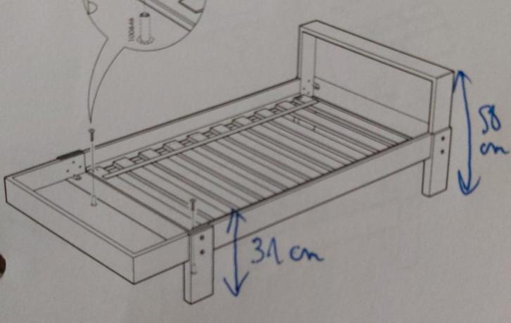 IKEA VIKARE lit enfant évolutif en pin massif, Kinderen en Baby's, Kinderkamer | Bedden, Gebruikt, Lattenbodem, Matras, Ophalen