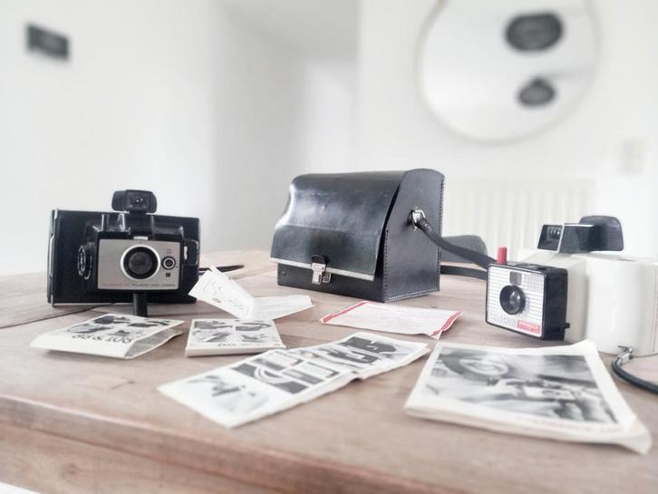 Set Polaroid Land Camera’s – Swinger Model 20 (wit) + Colorp, Audio, Tv en Foto, Fotocamera's Analoog, Zo goed als nieuw, Polaroid