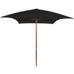 Parasol met houten paal 200x300 cm zwart, Ophalen of Verzenden, Nieuw
