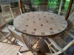 tuintafel provence, 140 cm, 8 persoons, inlegwerk, Tuin en Terras, Tuintafels, Ophalen of Verzenden, Zo goed als nieuw, Rond, Overige materialen