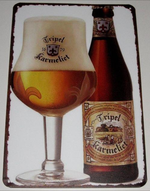 KARMELIET : Bord Karmeliet Tripel Abdijbier - Anno 1679, Collections, Marques de bière, Neuf, Panneau, Plaque ou Plaquette publicitaire