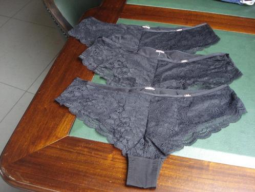 Set: 3 Hunkemöller slips, dames. mt M, Kleding | Dames, Ondergoed en Lingerie, Slip, Zwart, Ophalen of Verzenden