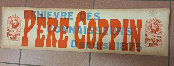 Oud reclame bord Genever Père Coppin Bruxelles, Verzamelen, Sportartikelen en Voetbal, Ophalen of Verzenden